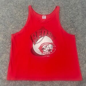 VTG Hanes Cincinnati Reds Tank Top Mr. Redlegs MLB Sleeveless USA Men's 2XL